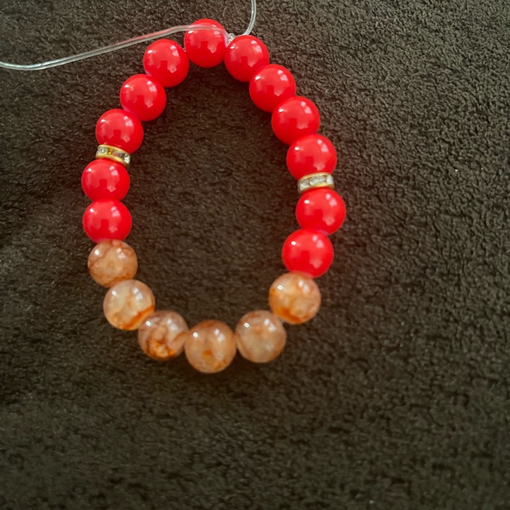 Elegant Red and Brown Beaded Bracelet
